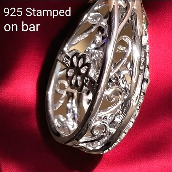 Dancing 925SS | CZ Diamond Teardrop Pendant on 925 Sterling Silver Chain | NWT - Picture 6 of 7